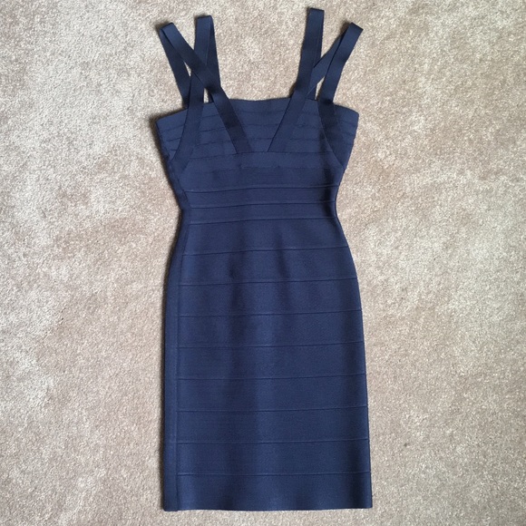 {for sale as relist} HERVE LEGER Navy Blue Zinnia Bandage Dress - Picture 3 of 7